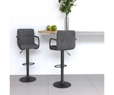 Baro taburetės, 2vnt., tamsiai pilkos spalvos, aksomas