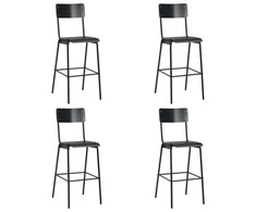 Baro taburetės, 4vnt., juodos, fanera ir plienas (2x280081)