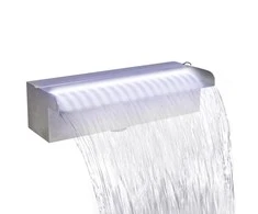 Baseino fontanas su LED, 30cm, stačiak. formos, nerūdijantis plienas