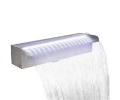 Baseino fontanas su LED, 45cm, stačiak. formos, nerūdijantis plienas