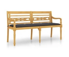Batavia suoliukas su antracito pagalvėle, 150cm, tikmedis