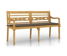 Batavia suoliukas su taupe spalvos pagalvėle, 150cm, tikmedis
