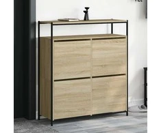 Batų spintelė su 4 atverčiamais stalčiais, ąžuolo, 100x34x112cm