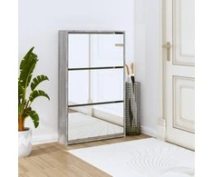 Batų spintelė su veidrodžiu, 3 aukštų, pilka, 63x17x102,5cm
