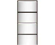 Batų spintelė su veidrodžiu, 4 aukštų, ruda, 63x17x134cm