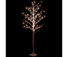 Beržas su 128 šiltomis baltomis LED lemputėmis, 220cm, baltas
