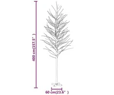 Beržas su 672 šiltomis baltomis LED lemputėmis, 400cm, baltas
