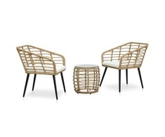 Lauko baldų komplektas Bistro baldų komplektas, 3 dalių, ąžuolo spalvos, poliratanas