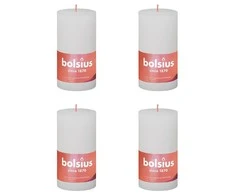 Bolsius Žvakės Shine, 4vnt., debesų baltos, 130x68mm, cilindro formos