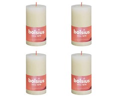 Multi Bolsius Žvakės Shine, 4vnt., švelnios perlų, 130x68mm, cilindro formos
