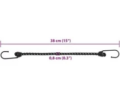 Bungee virvelės su juostelėmis ir kabliukais, 50vnt., 38cm