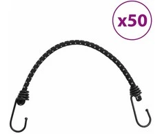 Bungee virvelės su juostelėmis ir kabliukais, 50vnt., 38cm
