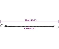 Bungee virvelės su juostelėmis ir kabliukais, 50vnt., 59cm
