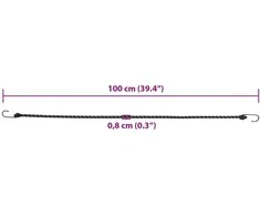 Bungee virvelės su juostelėmis ir kabliukais, 25vnt., 100cm