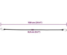 Bungee virvelės su juostelėmis ir kabliukais, 50vnt., 100cm