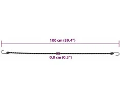 Bungee virvelės su juostelėmis ir kabliukais, 50vnt., 100cm