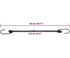 Bungee virvelės su juostelėmis ir kabliukais, 25vnt., 46cm