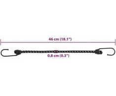 Bungee virvelės su juostelėmis ir kabliukais, 50vnt., 46cm