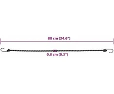 Bungee virvelės su juostelėmis ir kabliukais, 50vnt., 88cm