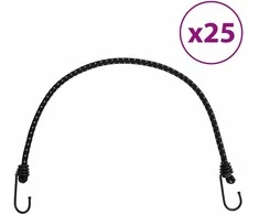 Bungee virvelės su juostelėmis ir kabliukais, 25vnt., 59cm