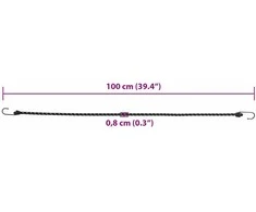 Bungee virvelės su juostelėmis ir kabliukais, 10vnt., 100cm