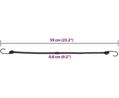 Bungee virvelės su juostelėmis ir kabliukais, 50vnt., 59cm