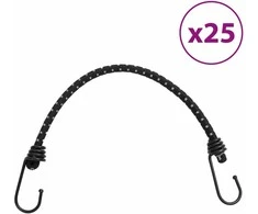 Bungee virvelės su juostelėmis ir kabliukais, 25vnt., 38cm