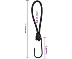 Bungee virvelės su kabliukais, 50vnt., 17cm
