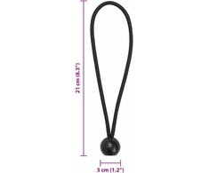 Bungee virvelės su kamuoliukais, 25vnt., 21x0,5cm