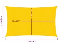 Burė nuo saulės, geltonos spalvos, 4x7m, HDPE, 160g/m²
