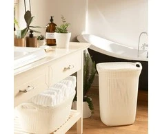 Curver Skalbinių krepšys Knit, kreminės baltos spalvos, 40l