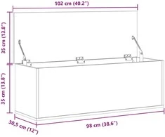 Daiktadėžė, dūminio ąžuolo, 102x35x35cm, apdirbta mediena