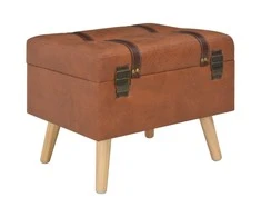 Daiktadėžė-taburetė, gelsvai rudos spalvos, 40 cm, dirbtinė oda