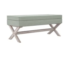 Daiktadėžė-taburetė, šviesiai pilka, 110x45x49cm, aksomas