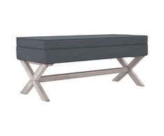 Daiktadėžė-taburetė, tamsiai pilka, 110x45x49cm, aksomas