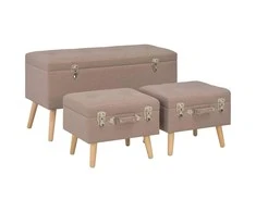Daiktadėžės-taburetės, 3 vnt., rudos sp., audinys