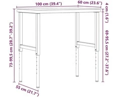 Darbastalis, 100x60x(73-99,5)cm, akacija, stačiakampis