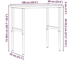 Darbastalis, 100x60x(73-99,5)cm, bukmedis, stačiakampis