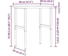 Darbastalis, 80x60x(73-99,5)cm, akacija, stačiakampis
