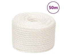 Darbo virvė, baltos spalvos, 10mm, 50m, polipropilenas