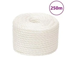 Darbo virvė, baltos spalvos, 12mm, 250m, polipropilenas