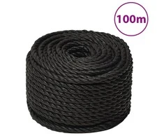 Darbo virvė, juodos spalvos, 10mm, 100m, polipropilenas