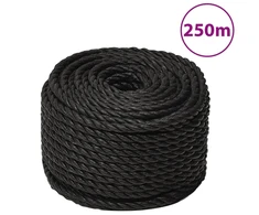 Darbo virvė, juodos spalvos, 10mm, 250m, polipropilenas