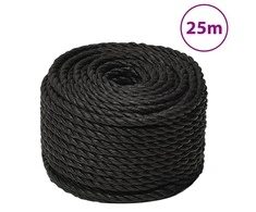 Darbo virvė, juodos spalvos, 10mm, 25m, polipropilenas