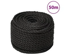 Darbo virvė, juodos spalvos, 12mm, 50m, polipropilenas