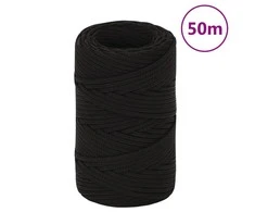 Darbo virvė, juodos spalvos, 2mm, 50m, poliesteris