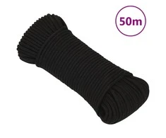 Darbo virvė, juodos spalvos, 5mm, 50m, poliesteris