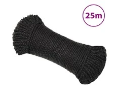 Darbo virvė, juodos spalvos, 6mm, 25m, polipropilenas