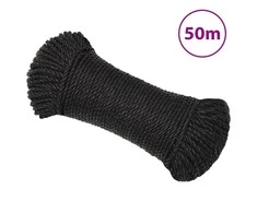 Darbo virvė, juodos spalvos, 6mm, 50m, polipropilenas