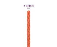 Darbo virvė, oranžinės spalvos, 6mm, 100m, polipropilenas